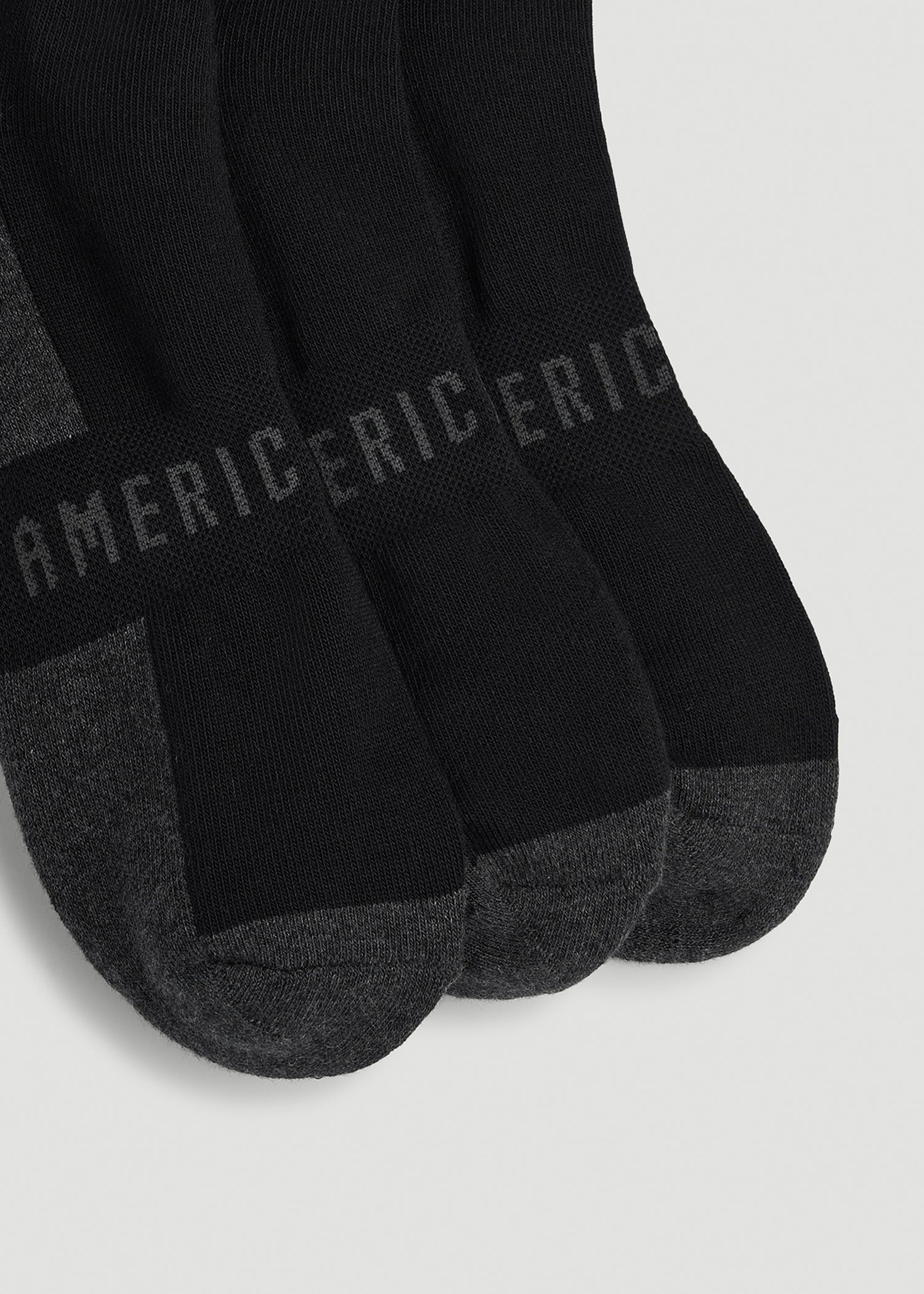 American Tall Outlet | 3-Pack Crew Socks for Tall Men in Black with Grey