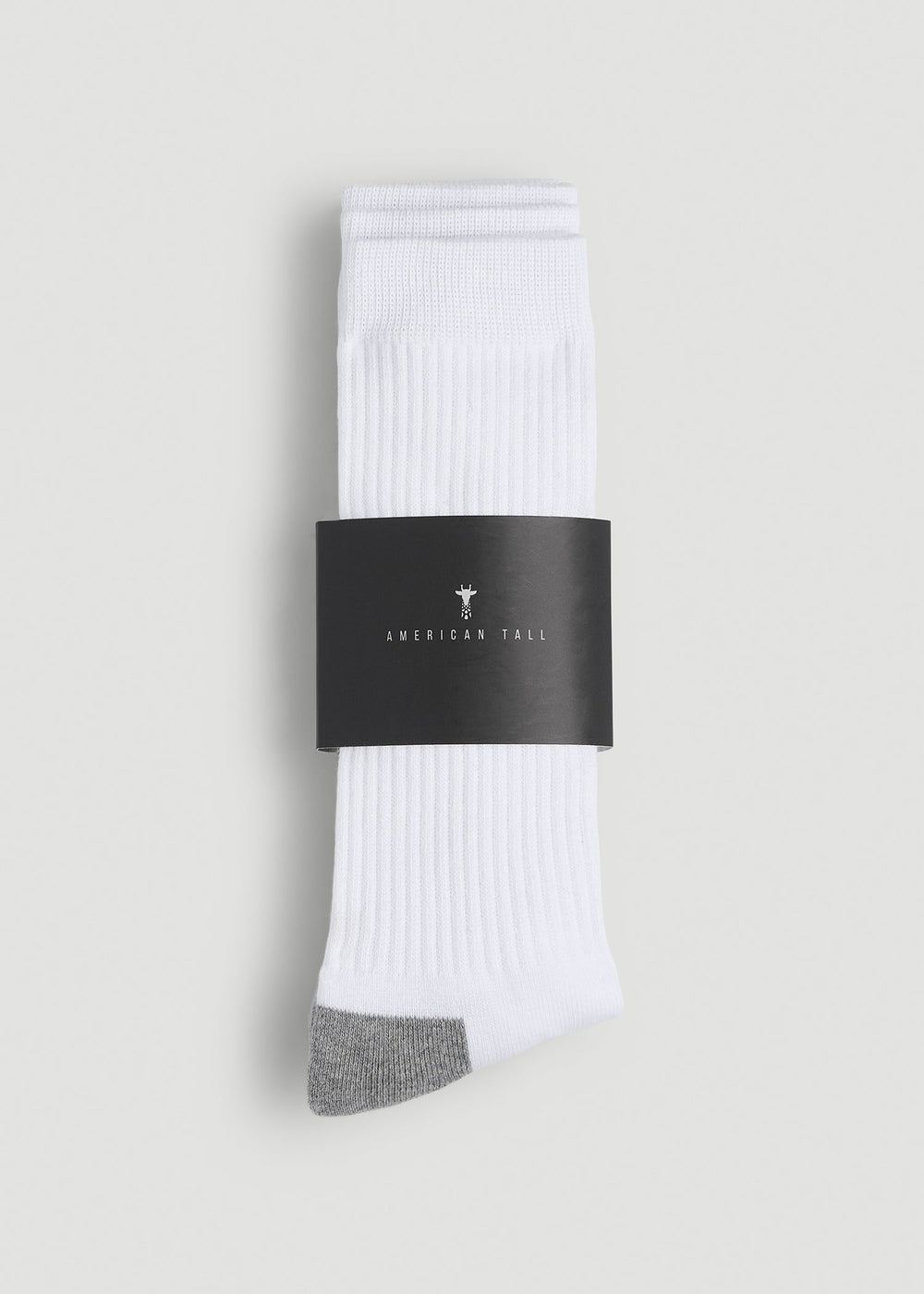 American Tall For Sale | 3-Pack Crew Socks for Tall Men in White with Grey