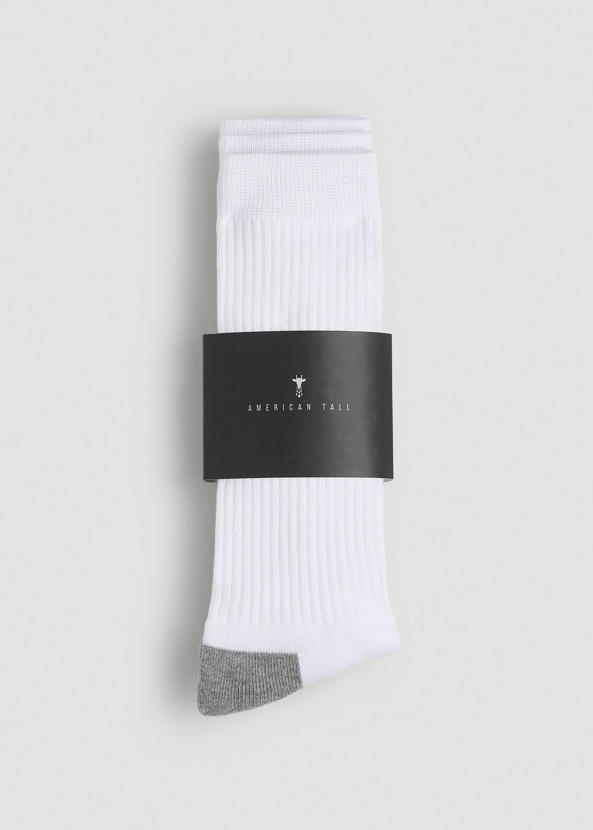 American Tall For Sale | 3-Pack Crew Socks for Tall Men in White with Grey