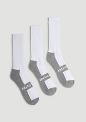 American Tall For Sale | 3-Pack Crew Socks for Tall Men in White with Grey