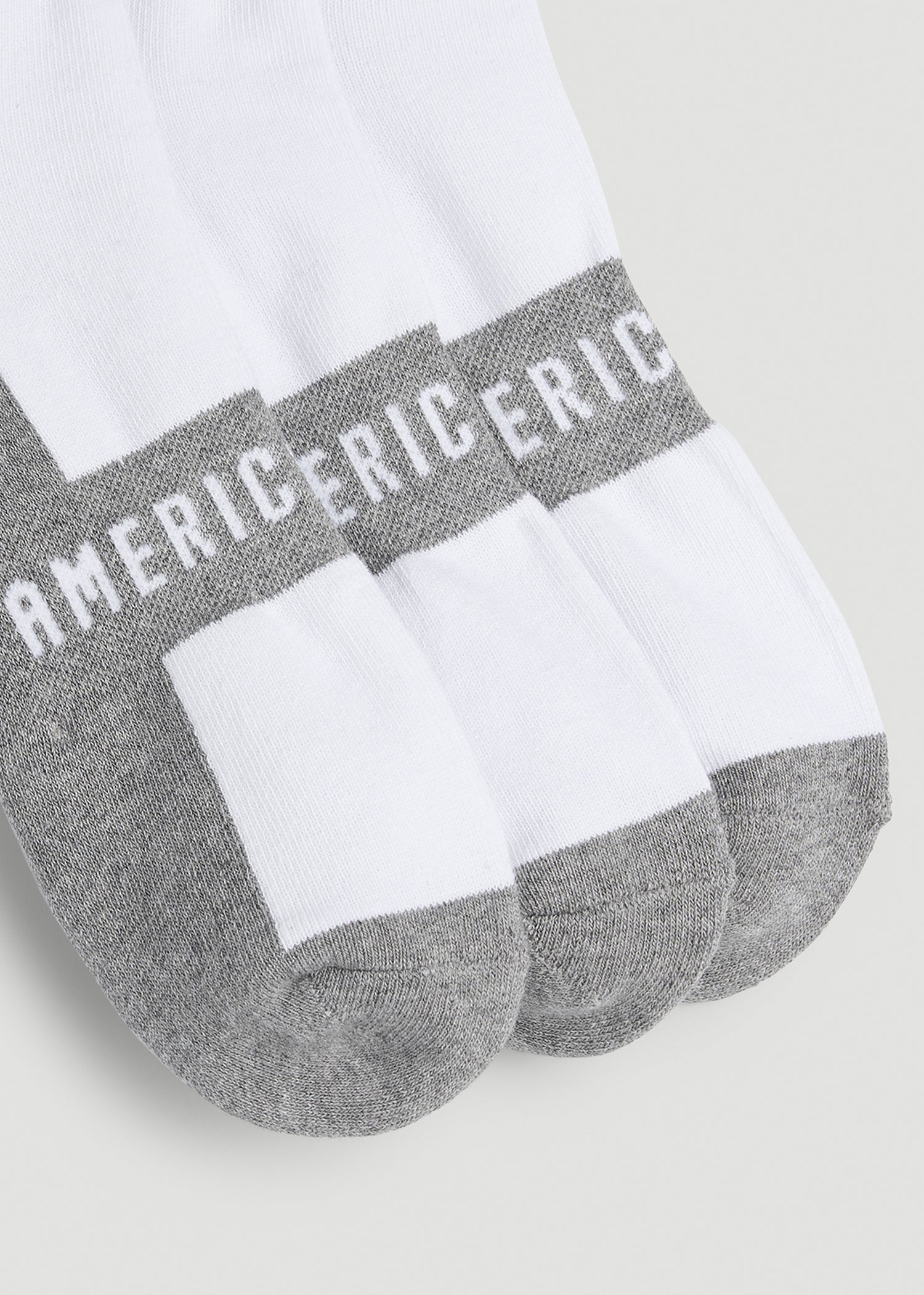 American Tall For Sale | 3-Pack Crew Socks for Tall Men in White with Grey
