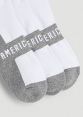 American Tall For Sale | 3-Pack Crew Socks for Tall Men in White with Grey