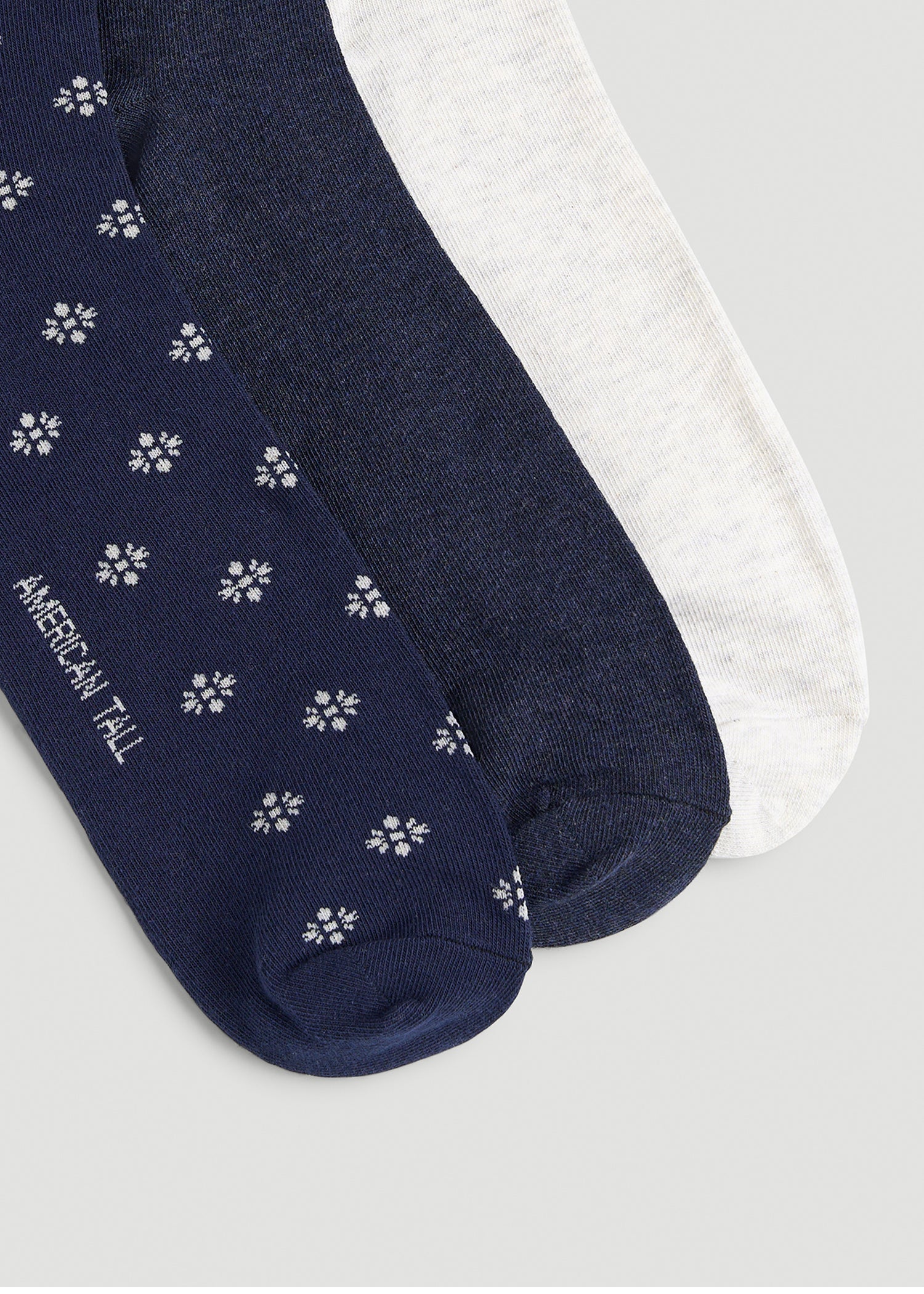 American Tall Online Shop | Dress Socks Size 14 to 17 (3-Pack) for Tall Men in Navy/White Sand