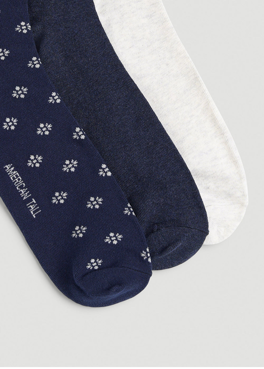 American Tall Online Shop | Dress Socks Size 14 to 17 (3-Pack) for Tall Men in Navy/White Sand