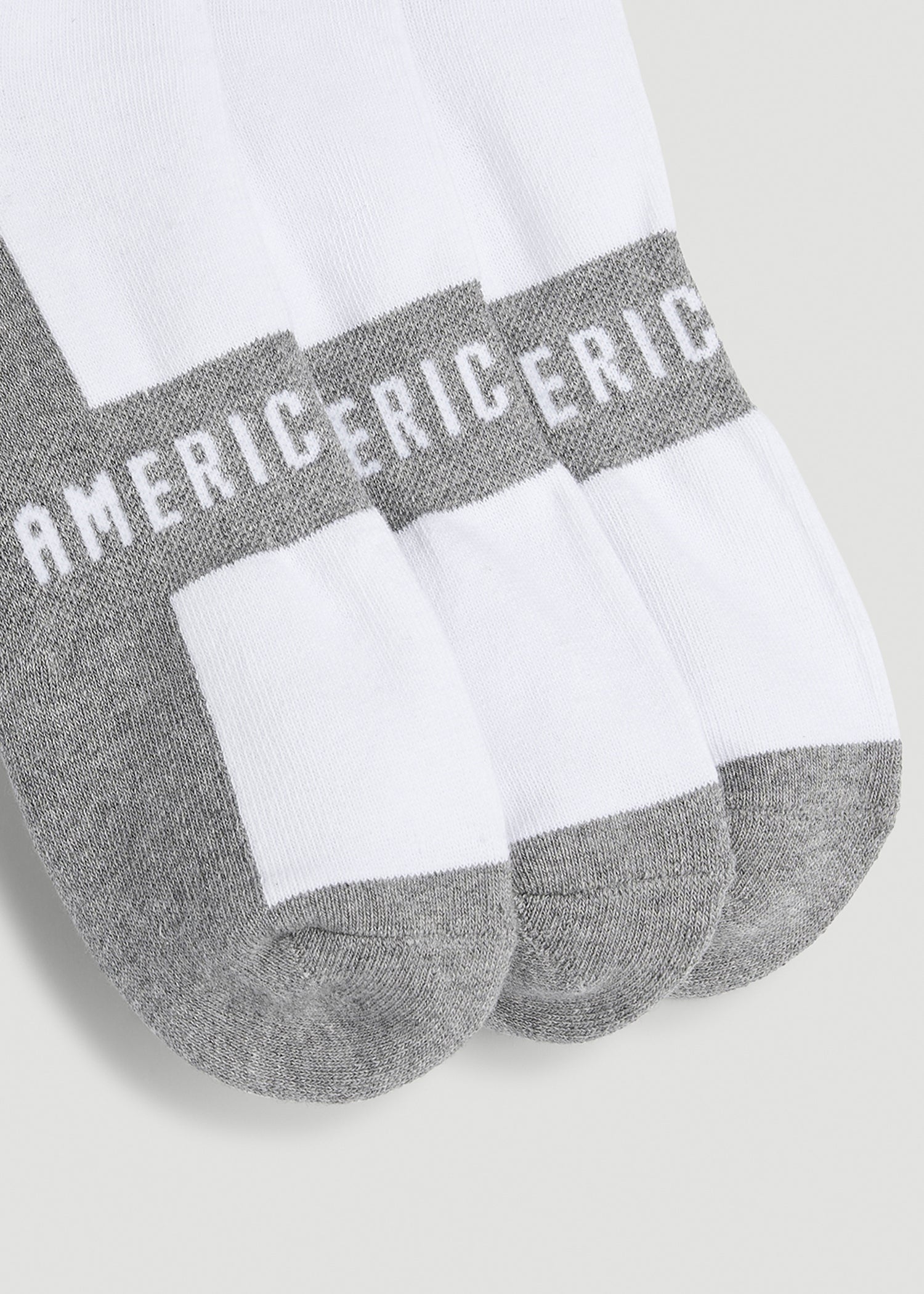 American Tall Sale | 3-Pack Ankle Socks for Tall Men in White with Grey