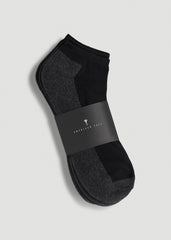 American Tall For Sale | 3-Pack Ankle Socks for Tall Men in Black with Grey