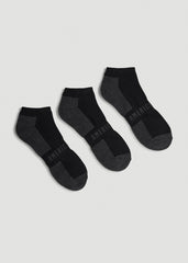 American Tall For Sale | 3-Pack Ankle Socks for Tall Men in Black with Grey