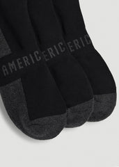 American Tall For Sale | 3-Pack Ankle Socks for Tall Men in Black with Grey