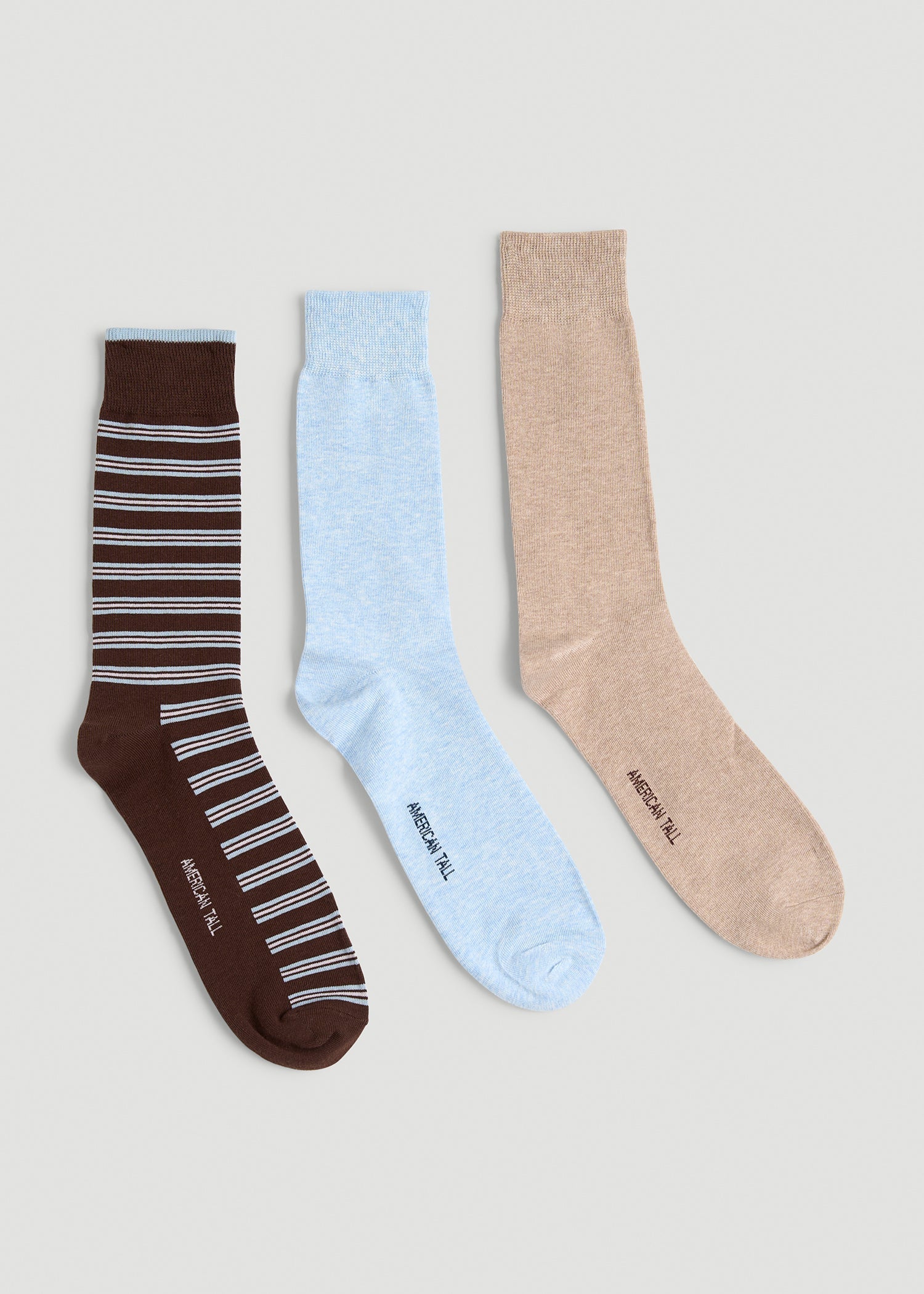 American Tall Online Shop | Dress Socks Size 14 to 17 (3-Pack) for Tall Men in Brown/Blue