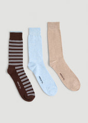 American Tall Online Shop | Dress Socks Size 14 to 17 (3-Pack) for Tall Men in Brown/Blue