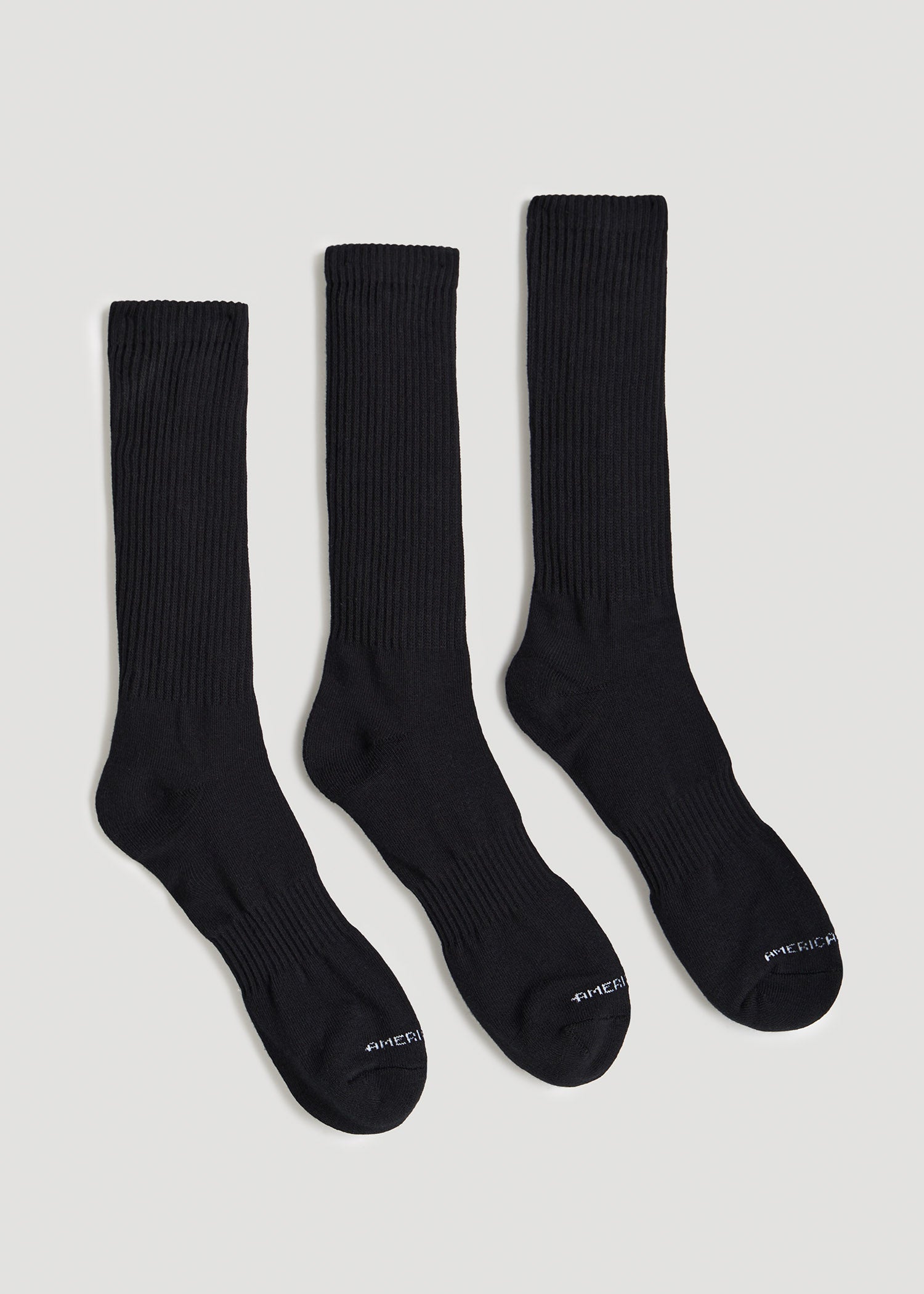 American Tall Online Shop | Athletic Crew Socks (X-Large Size: 13-15) for Tall Men in Black