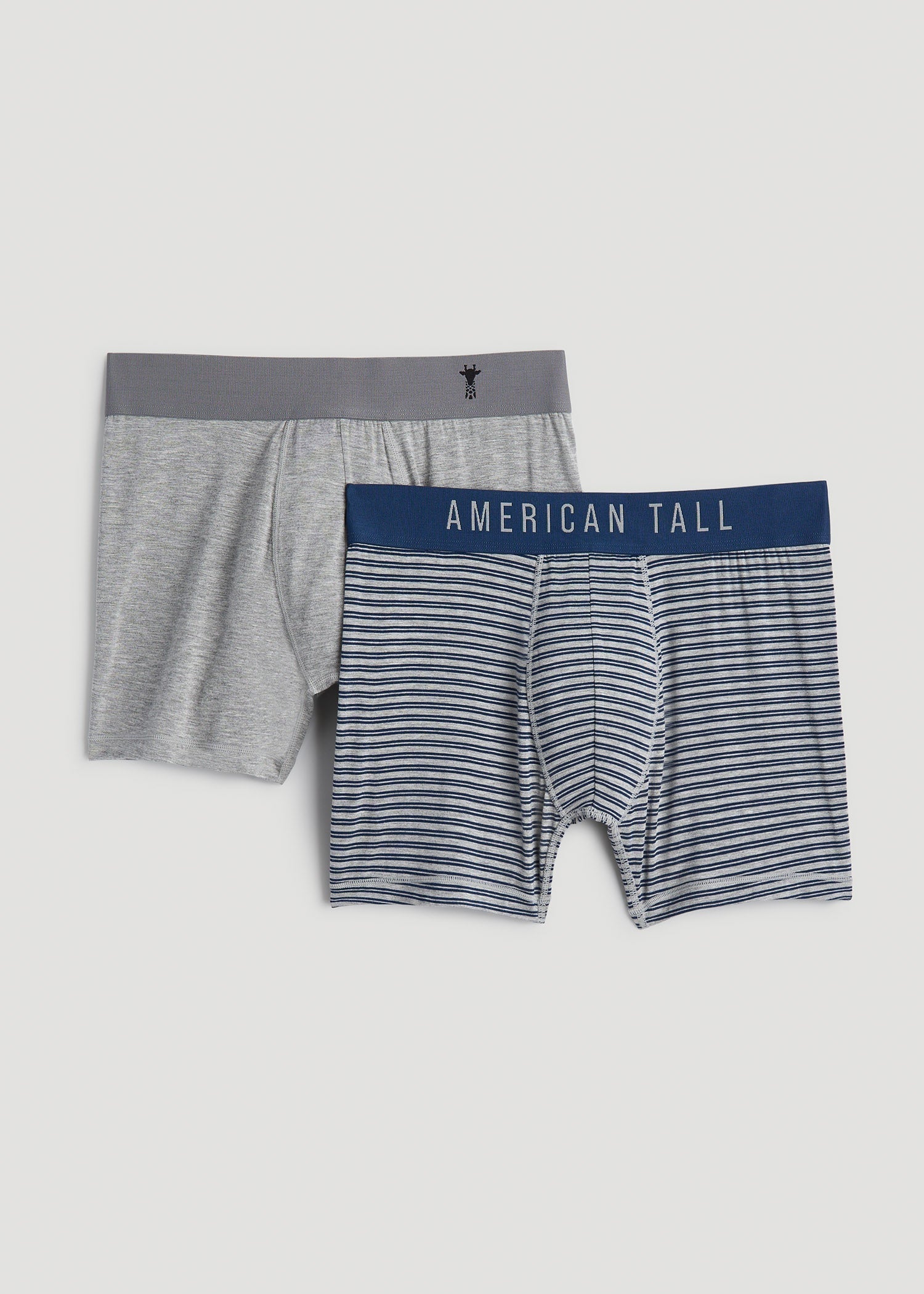 American Tall Online | Micro Modal Boxer Briefs for Tall Men in Navy Stripe & Light Grey Mix