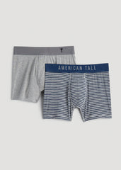 American Tall Online | Micro Modal Boxer Briefs for Tall Men in Navy Stripe & Light Grey Mix