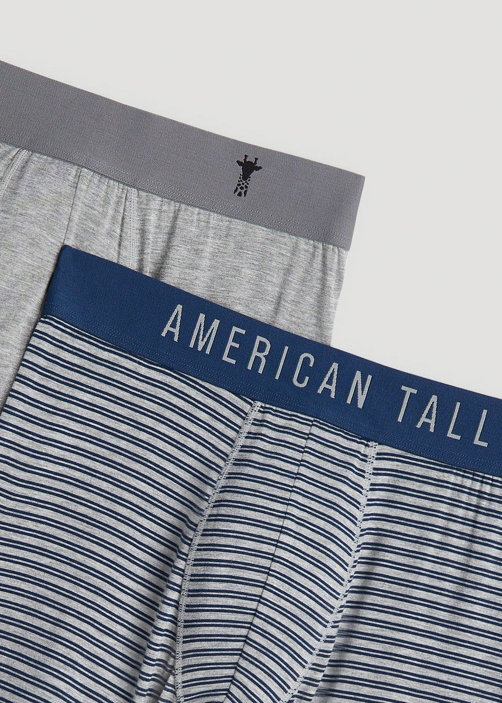American Tall Online | Micro Modal Boxer Briefs for Tall Men in Navy Stripe & Light Grey Mix