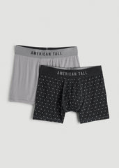 American Tall Sale | Micro Modal Boxer Briefs for Tall Men in Dark Grey Geo & Pebble Grey