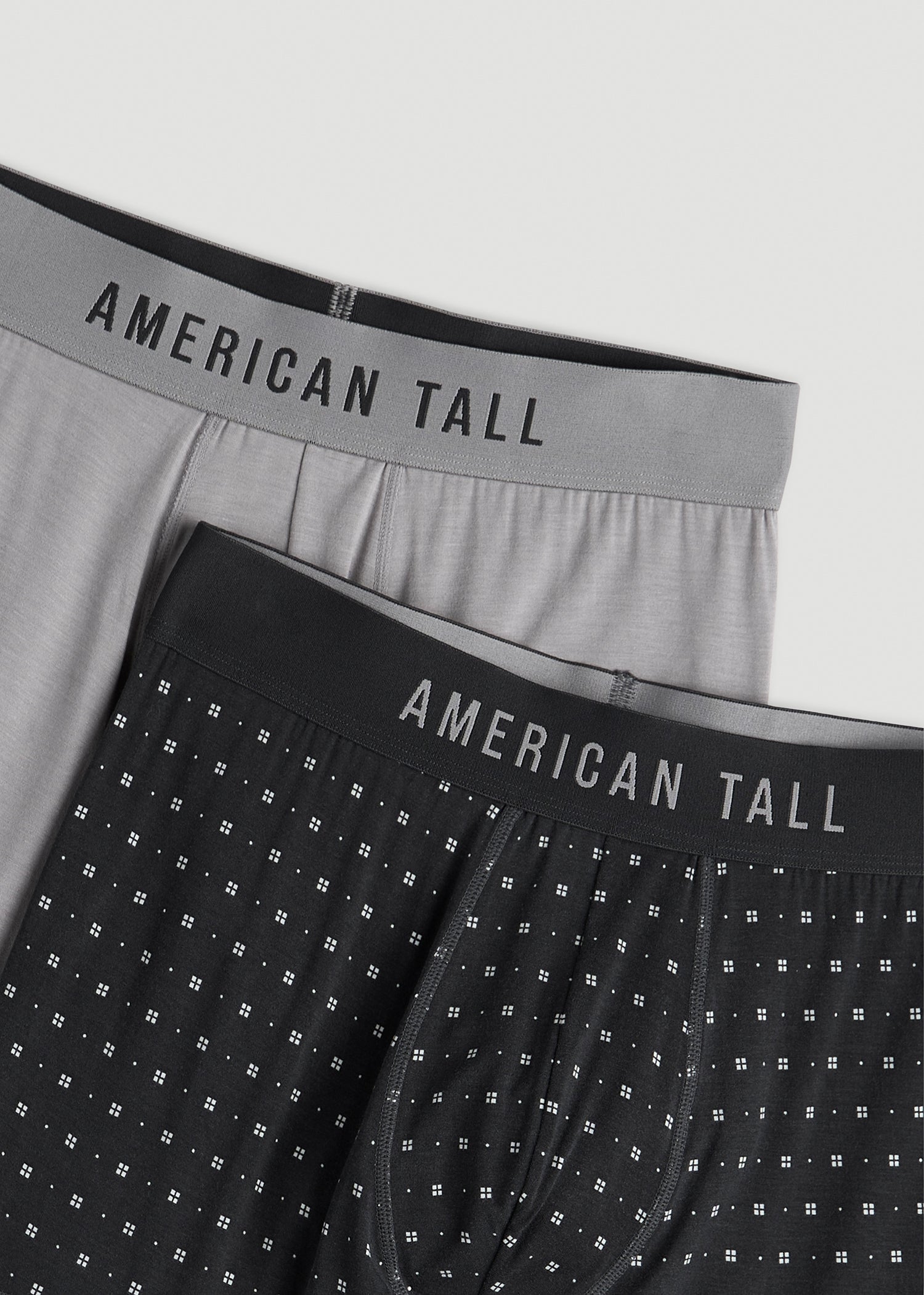 American Tall Sale | Micro Modal Boxer Briefs for Tall Men in Dark Grey Geo & Pebble Grey