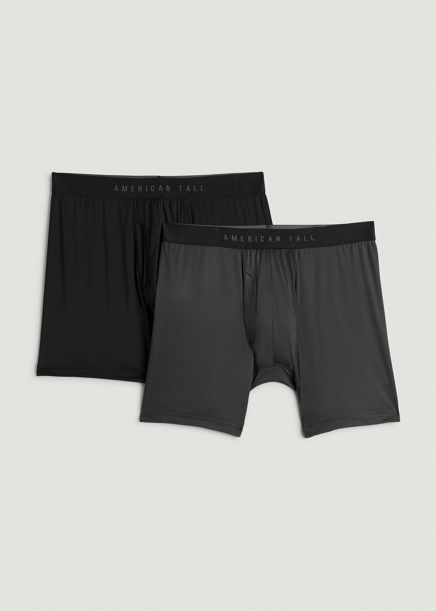 American Tall For Sale | 2-Pack A.T. Performance Boxer Briefs for Tall Men in Black & Charcoal Rinse
