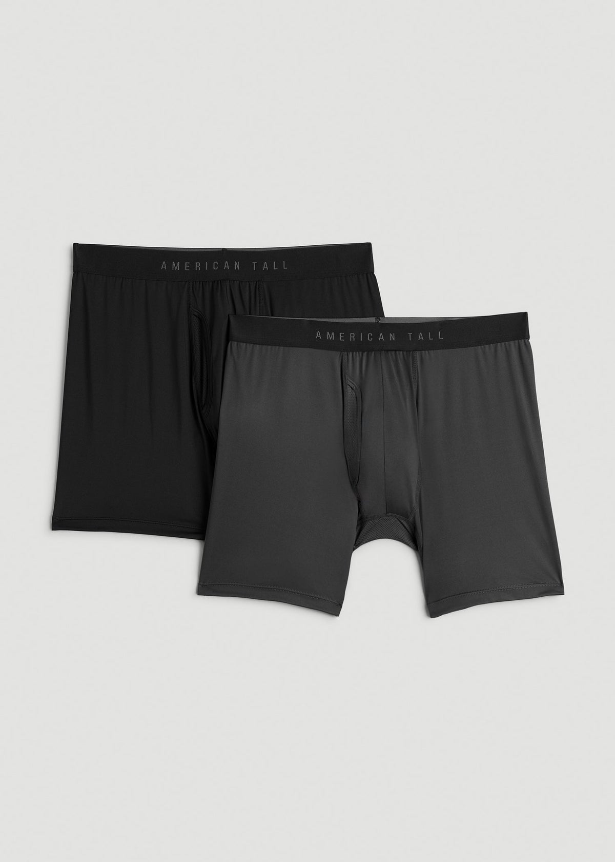 American Tall For Sale | 2-Pack A.T. Performance Boxer Briefs for Tall Men in Black & Charcoal Rinse