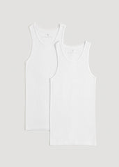 American Tall Discount | Ribbed Undershirt Tank Top for Tall Men in Bright White