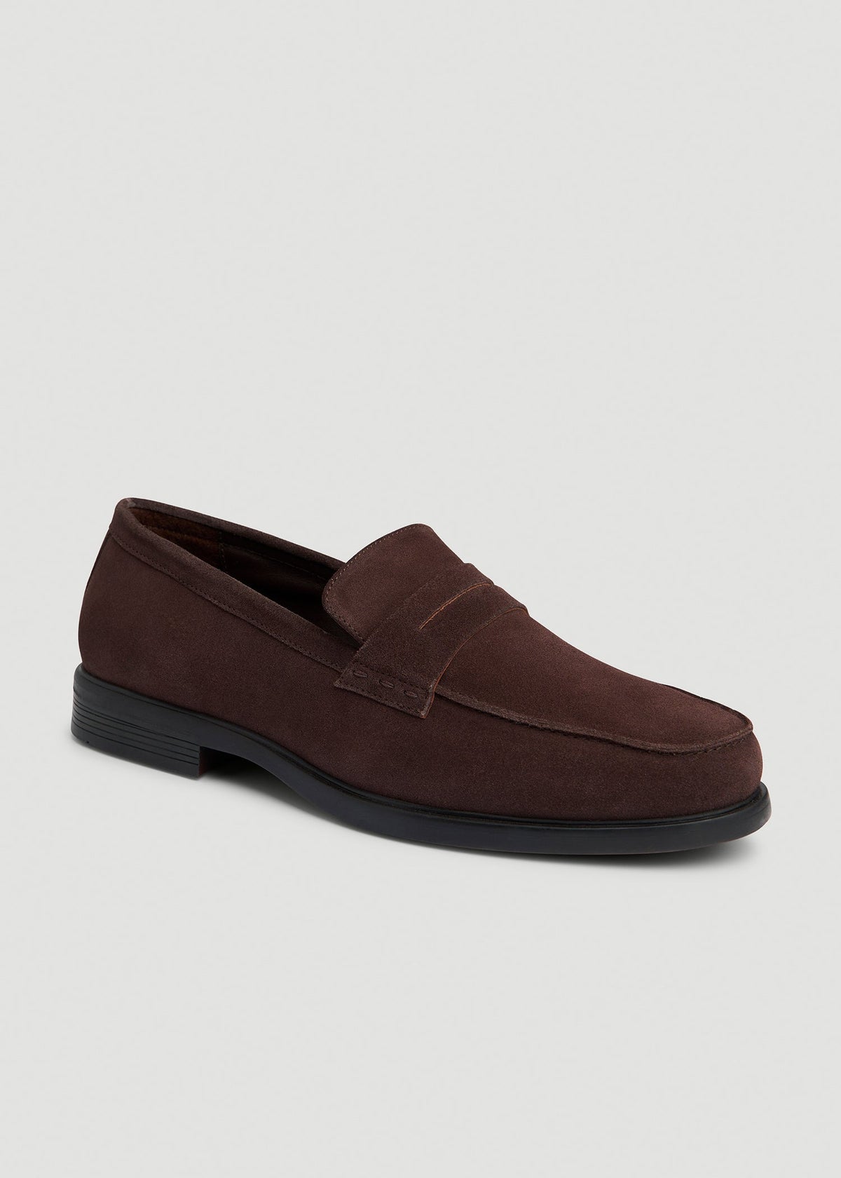 American Tall Outlet | Penny Loafers for Tall Men in Dark Brown Suede