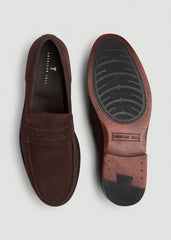 American Tall Outlet | Penny Loafers for Tall Men in Dark Brown Suede