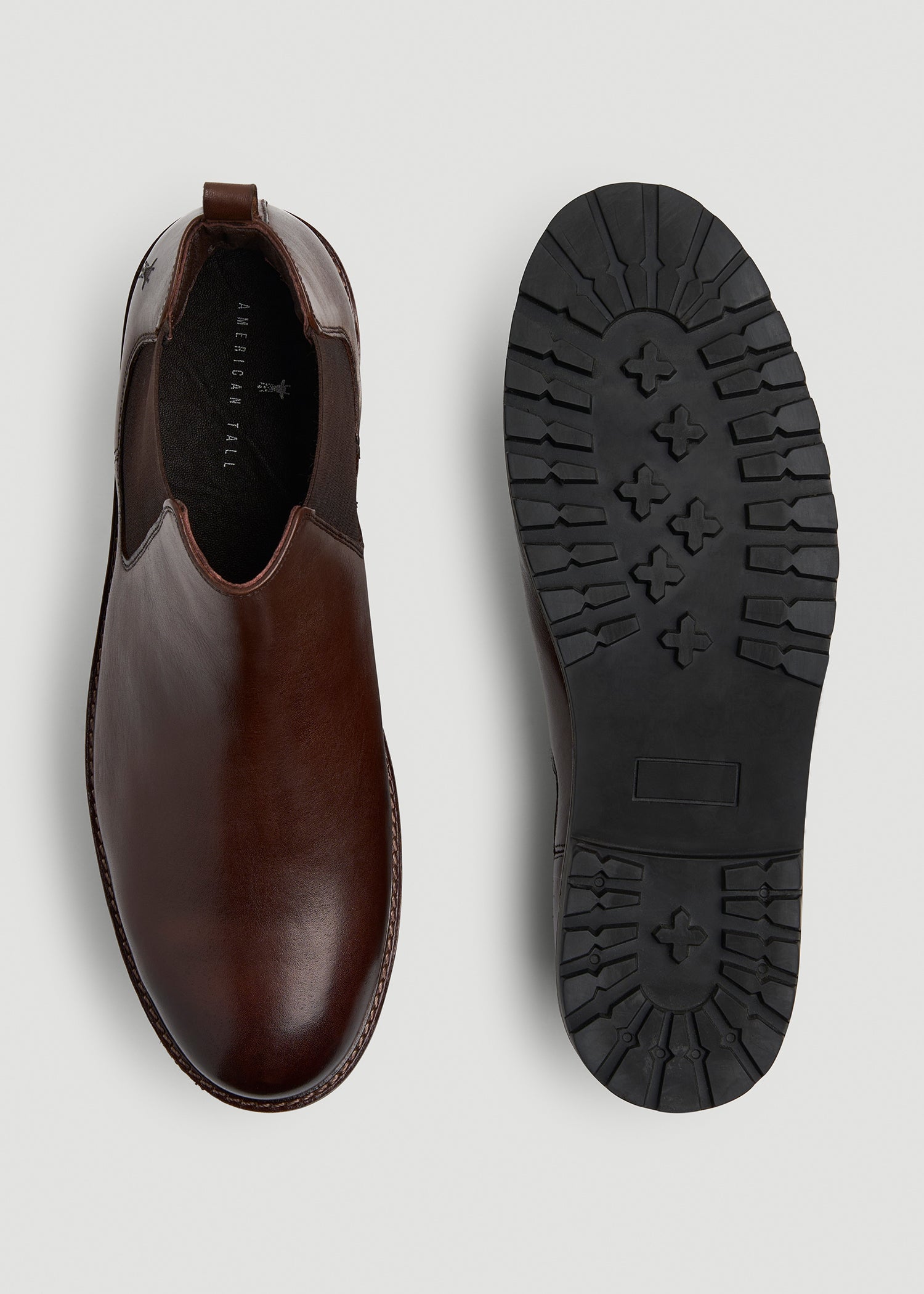 American Tall For Sale | Lug Sole Chelsea Boots for Tall Men in Dark Brown