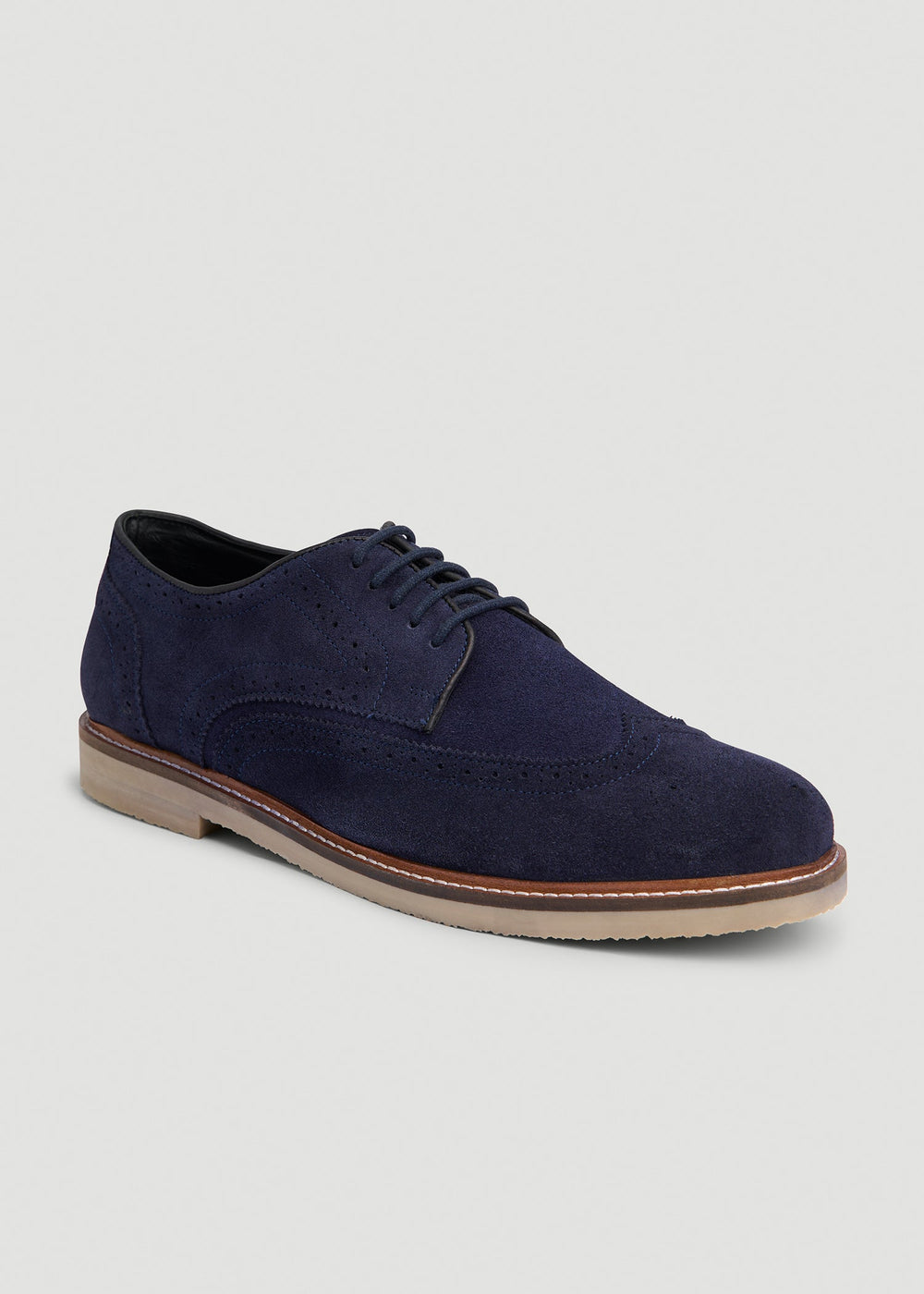 American Tall Discount | Suede Wingtip Oxfords for Tall Men in Dark Navy