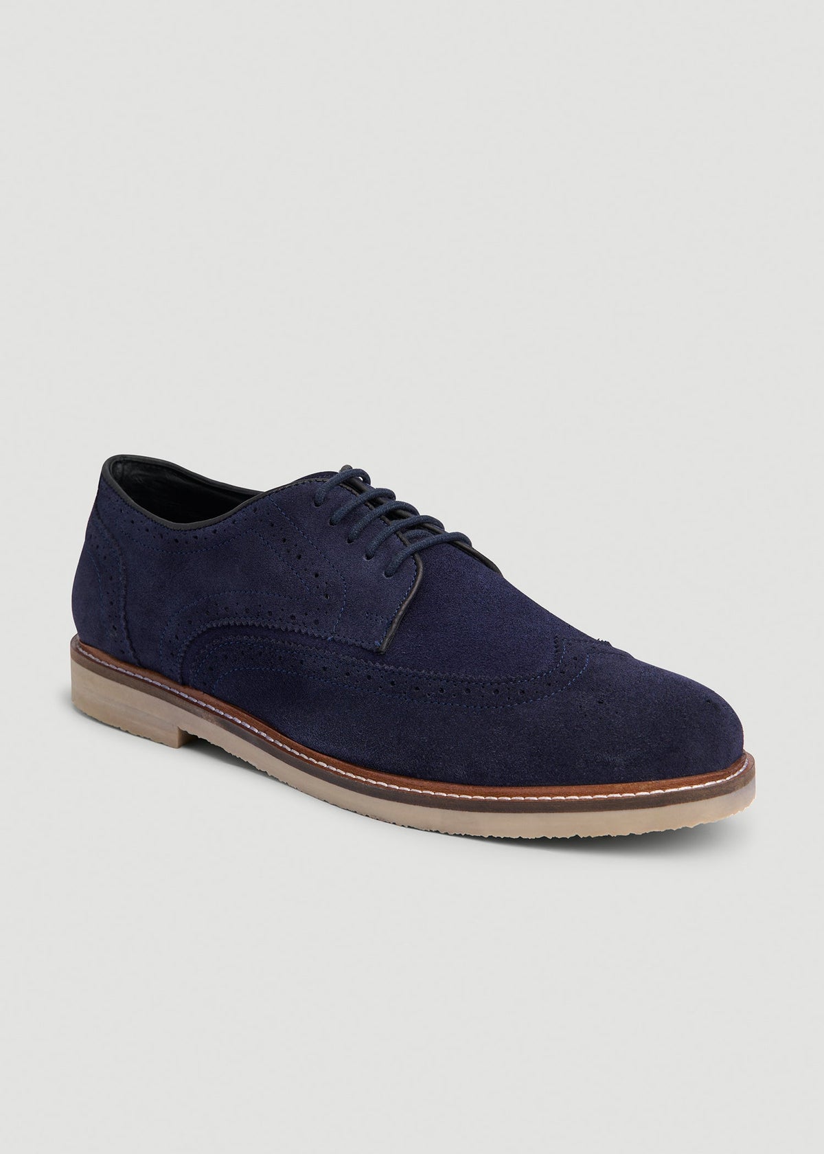 American Tall Discount | Suede Wingtip Oxfords for Tall Men in Dark Navy