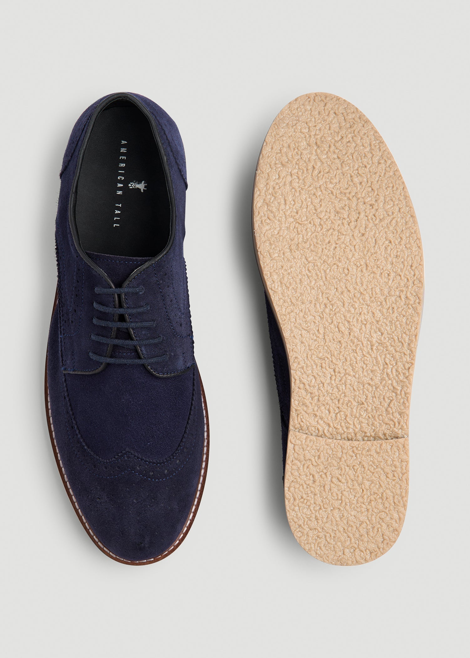 American Tall Discount | Suede Wingtip Oxfords for Tall Men in Dark Navy