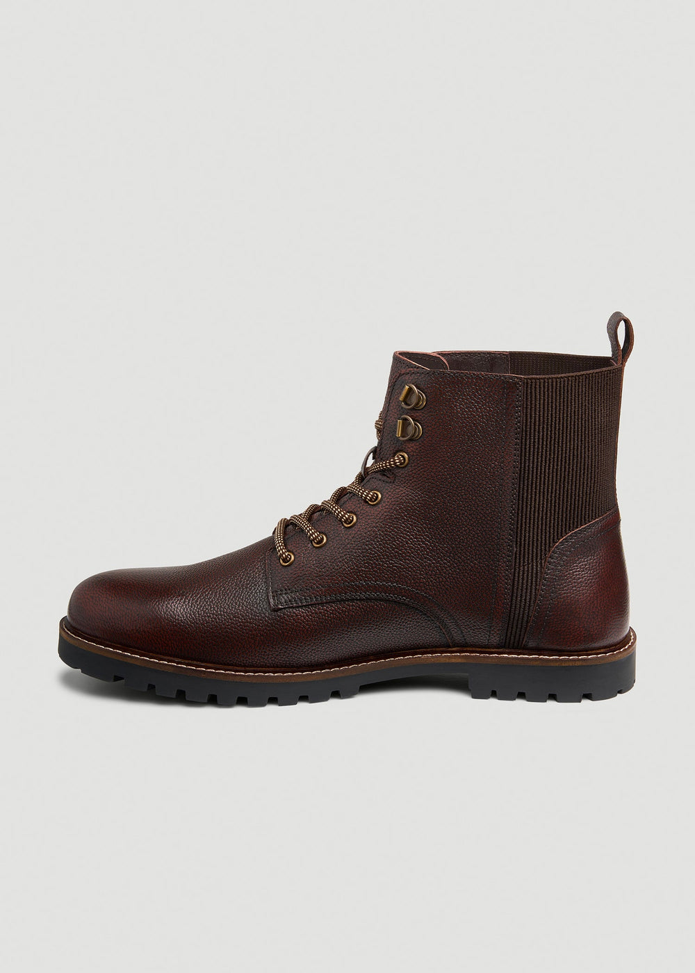 American Tall Online | Pebbled Leather Lace-Up Boots for Tall Men in Dark Brown
