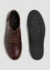 American Tall Online | Pebbled Leather Lace-Up Boots for Tall Men in Dark Brown