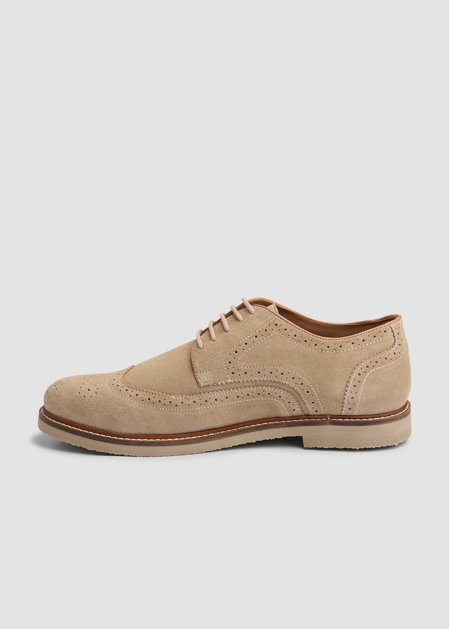 American Tall Sale | Suede Wingtip Oxfords for Tall Men in Beige