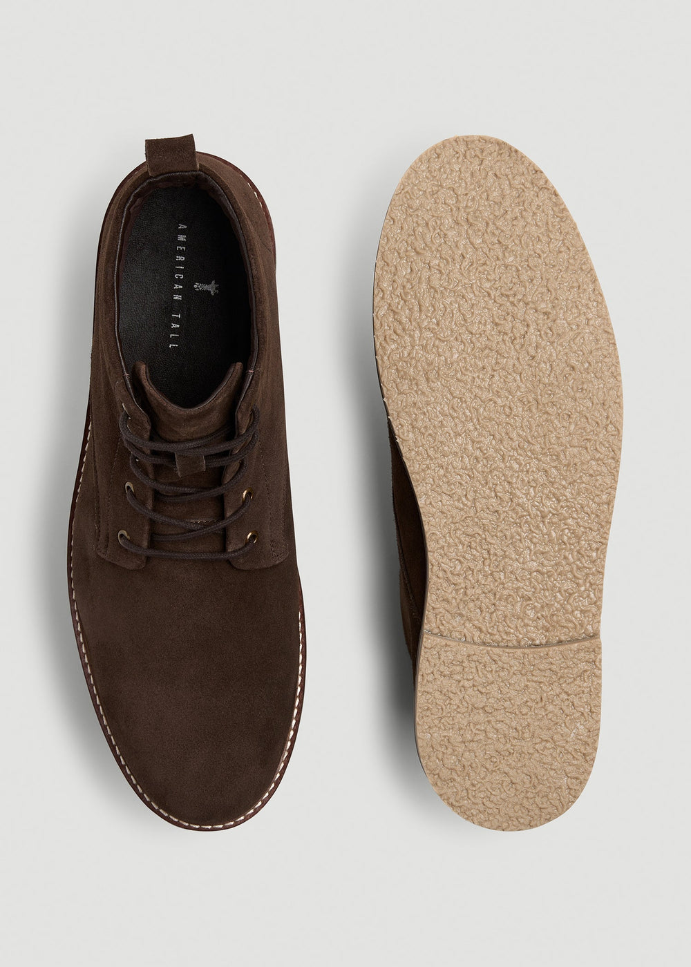American Tall Outlet | Suede Crepe Sole Boots for Tall Men in Dark Brown