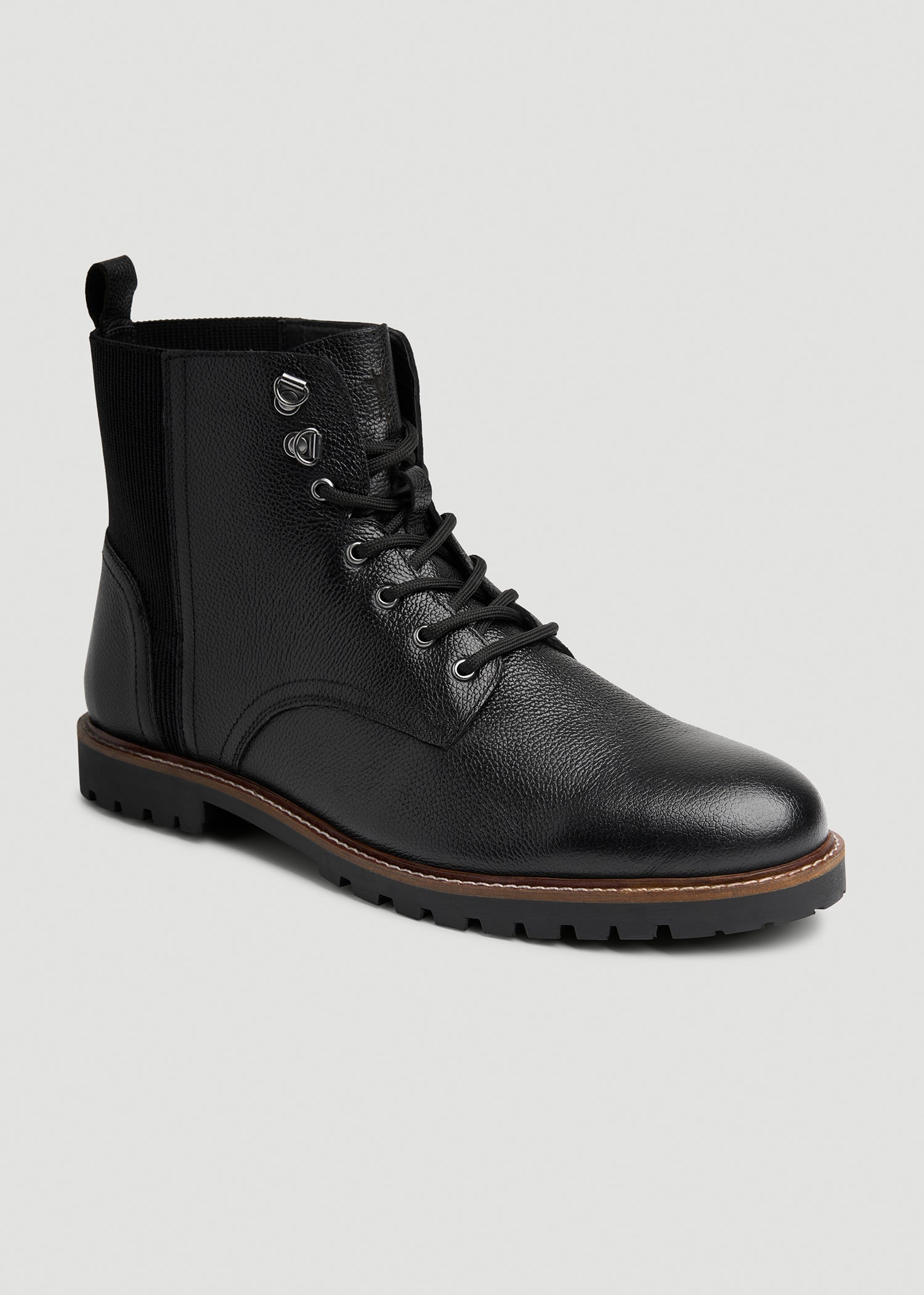 American Tall Online Shop | Pebbled Leather Lace-Up Boots for Tall Men in Black