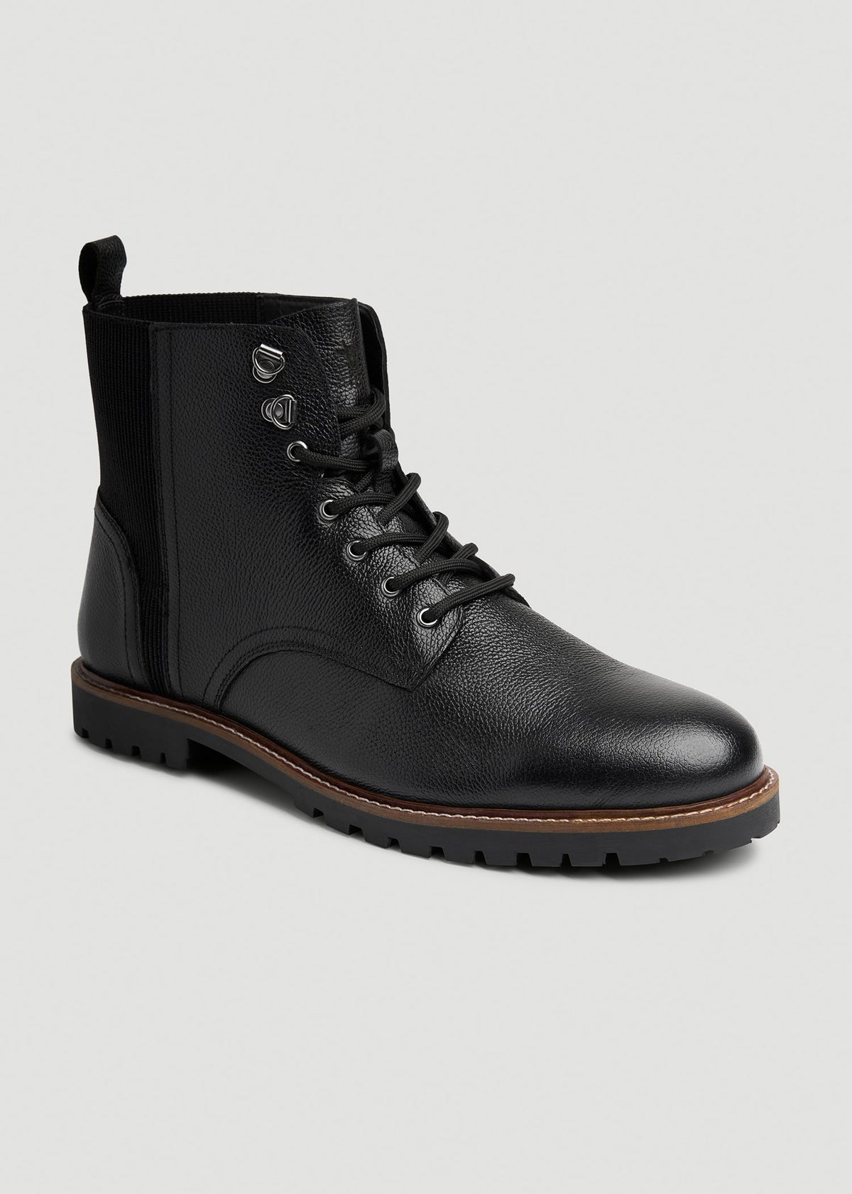 American Tall Online Shop | Pebbled Leather Lace-Up Boots for Tall Men in Black