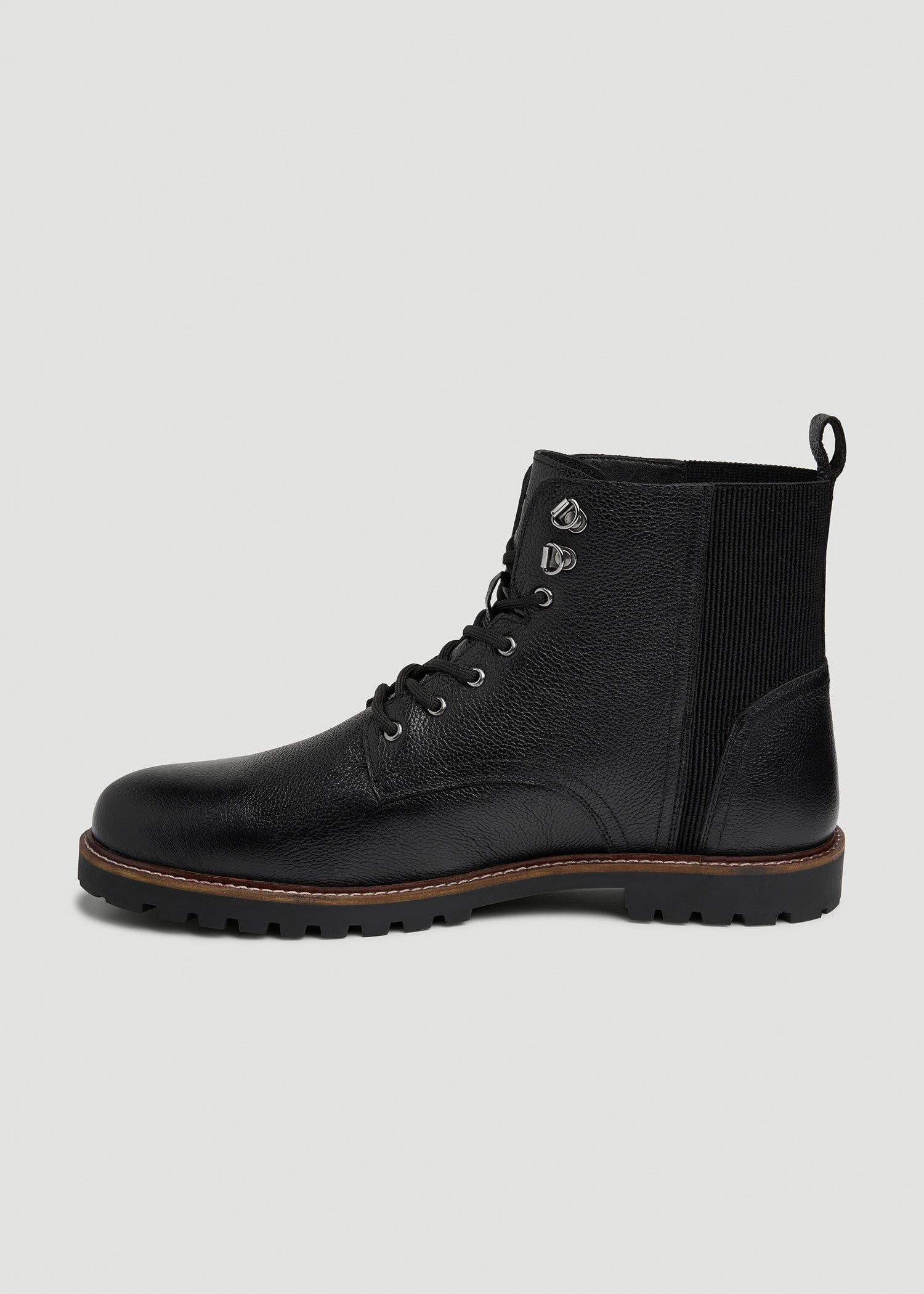 American Tall Online Shop | Pebbled Leather Lace-Up Boots for Tall Men in Black