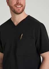 American Tall Discount | Short-Sleeve V-Neck Scrub Top for Tall Men in Black