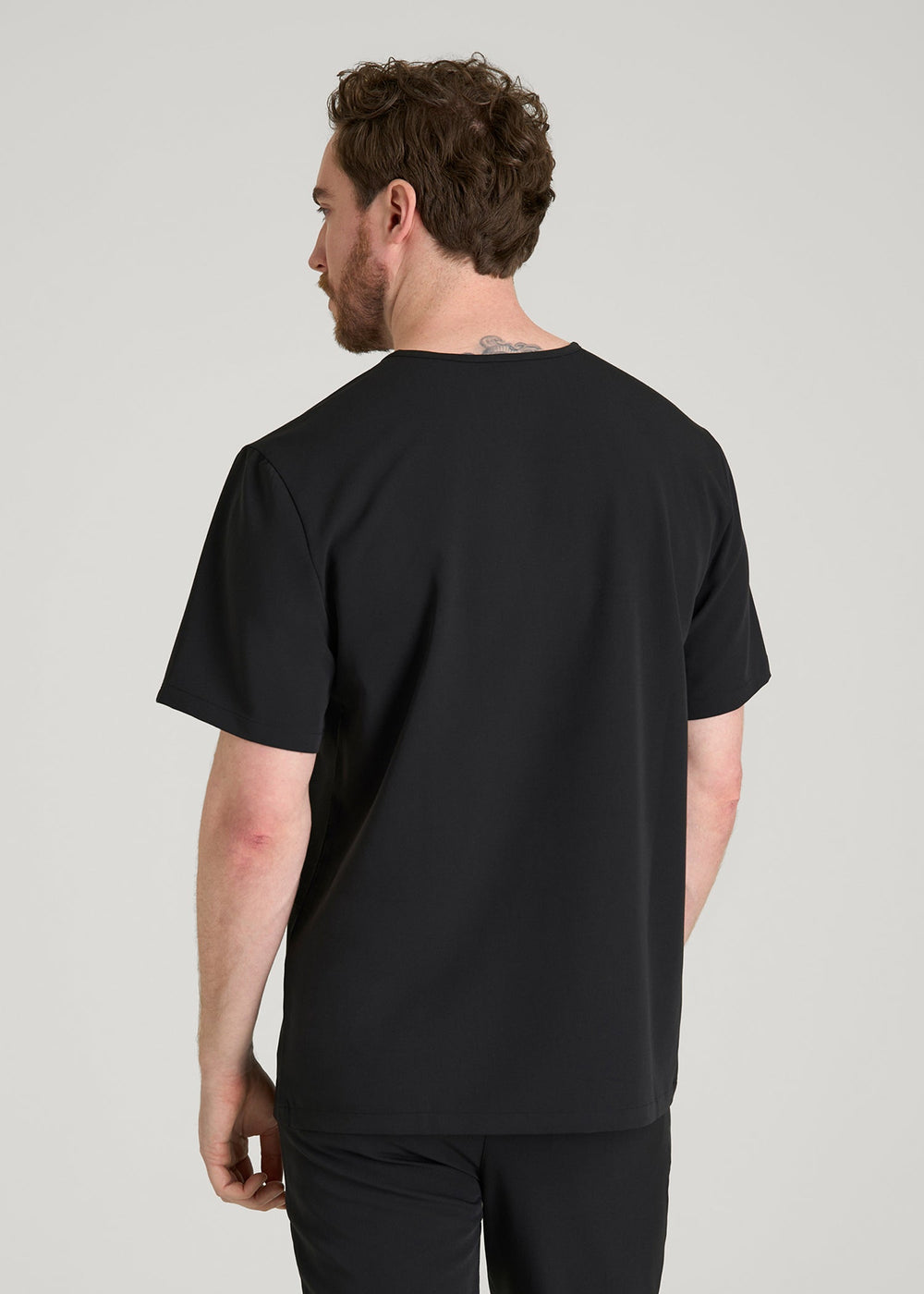 American Tall Discount | Short-Sleeve V-Neck Scrub Top for Tall Men in Black