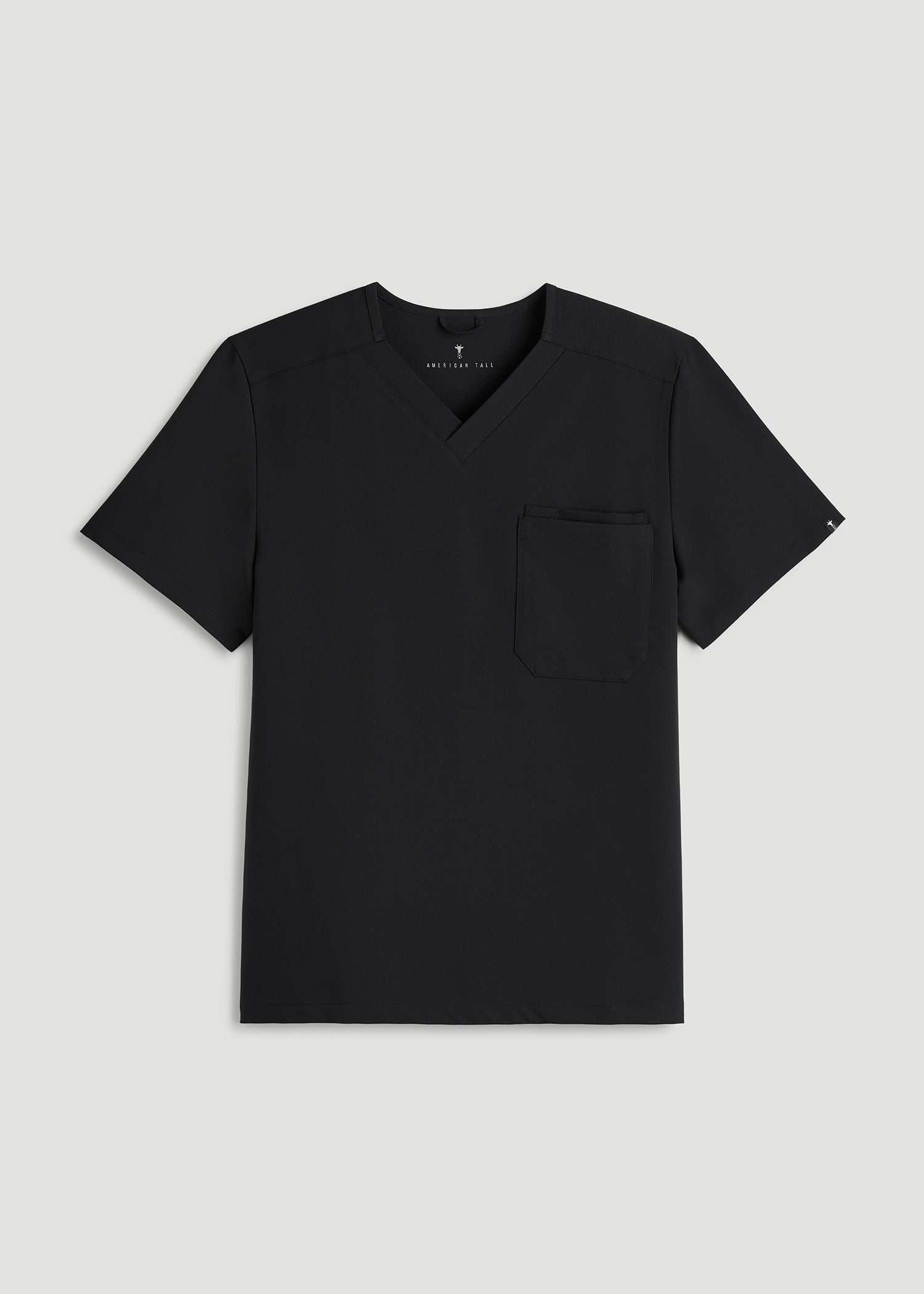 American Tall Discount | Short-Sleeve V-Neck Scrub Top for Tall Men in Black
