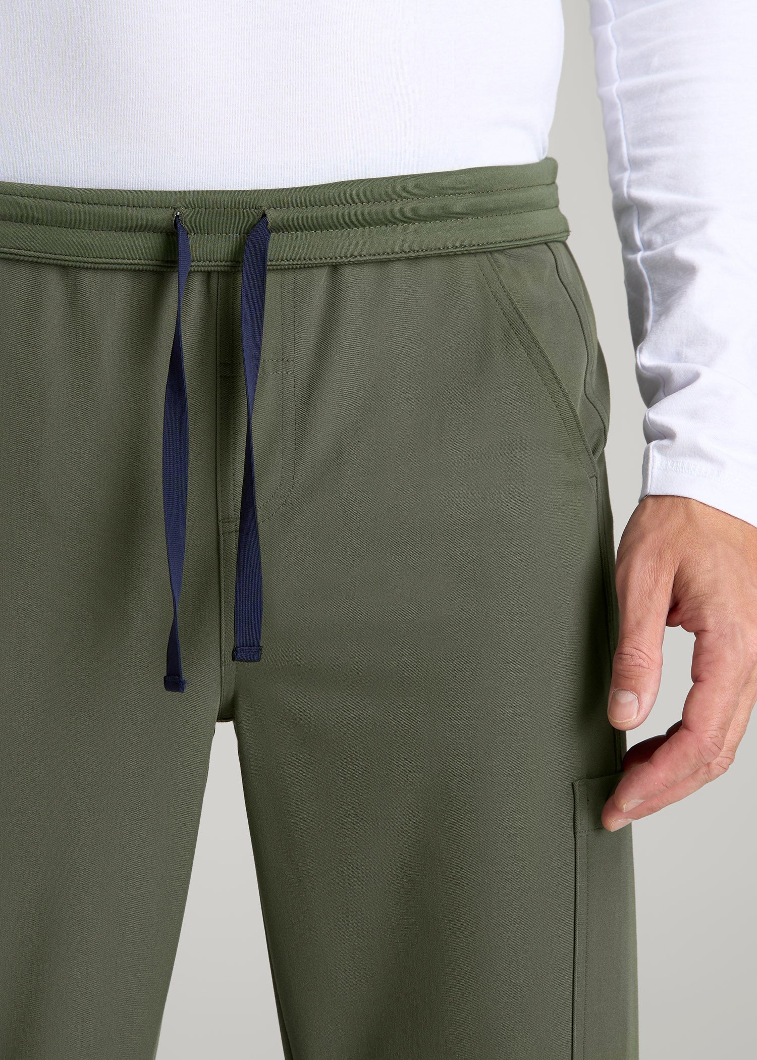American Tall Sale | Cargo Scrub Pants for Tall Men in Clover Green