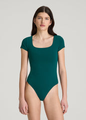 American Tall For Sale | Cotton Blend Short Sleeve Square Neck Bodysuit for Tall Women in Deep Teal
