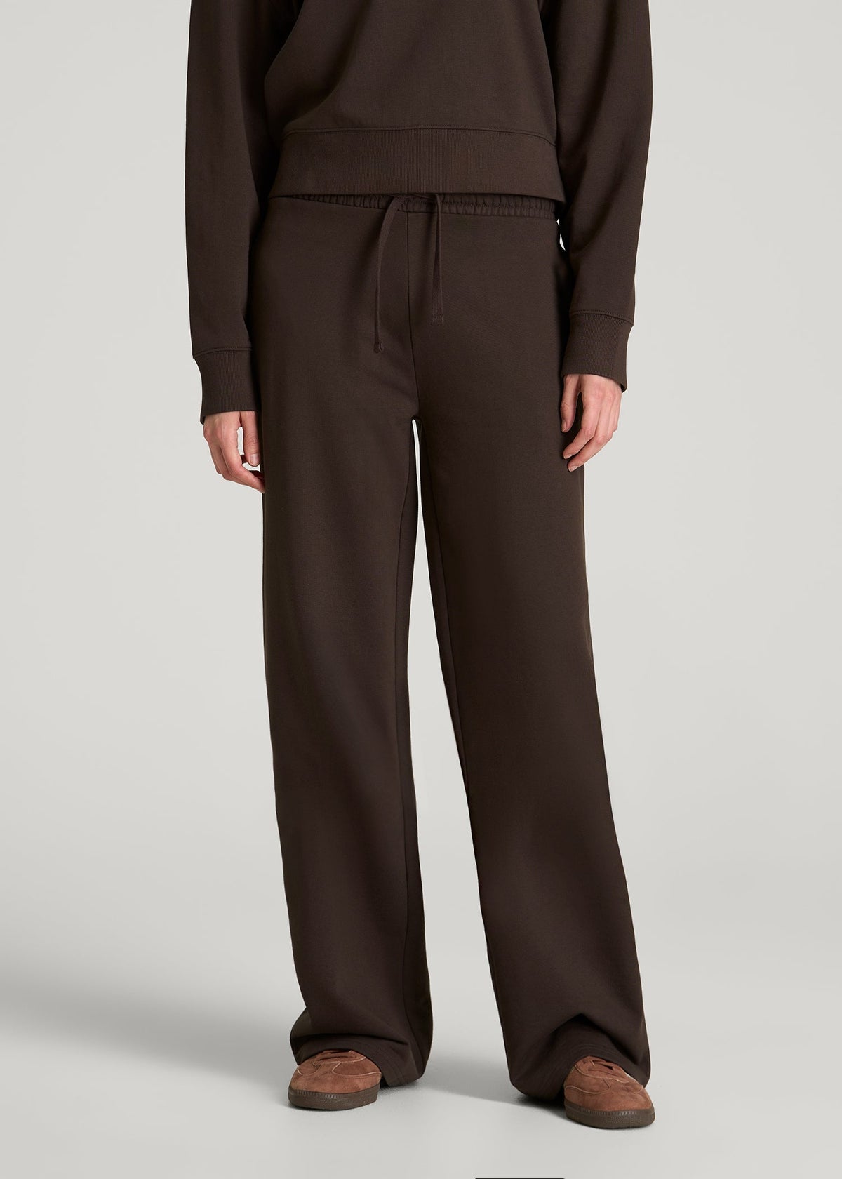 American Tall Online | Everyday Terry Midrise Wide Leg Pants for Tall Women in Espresso
