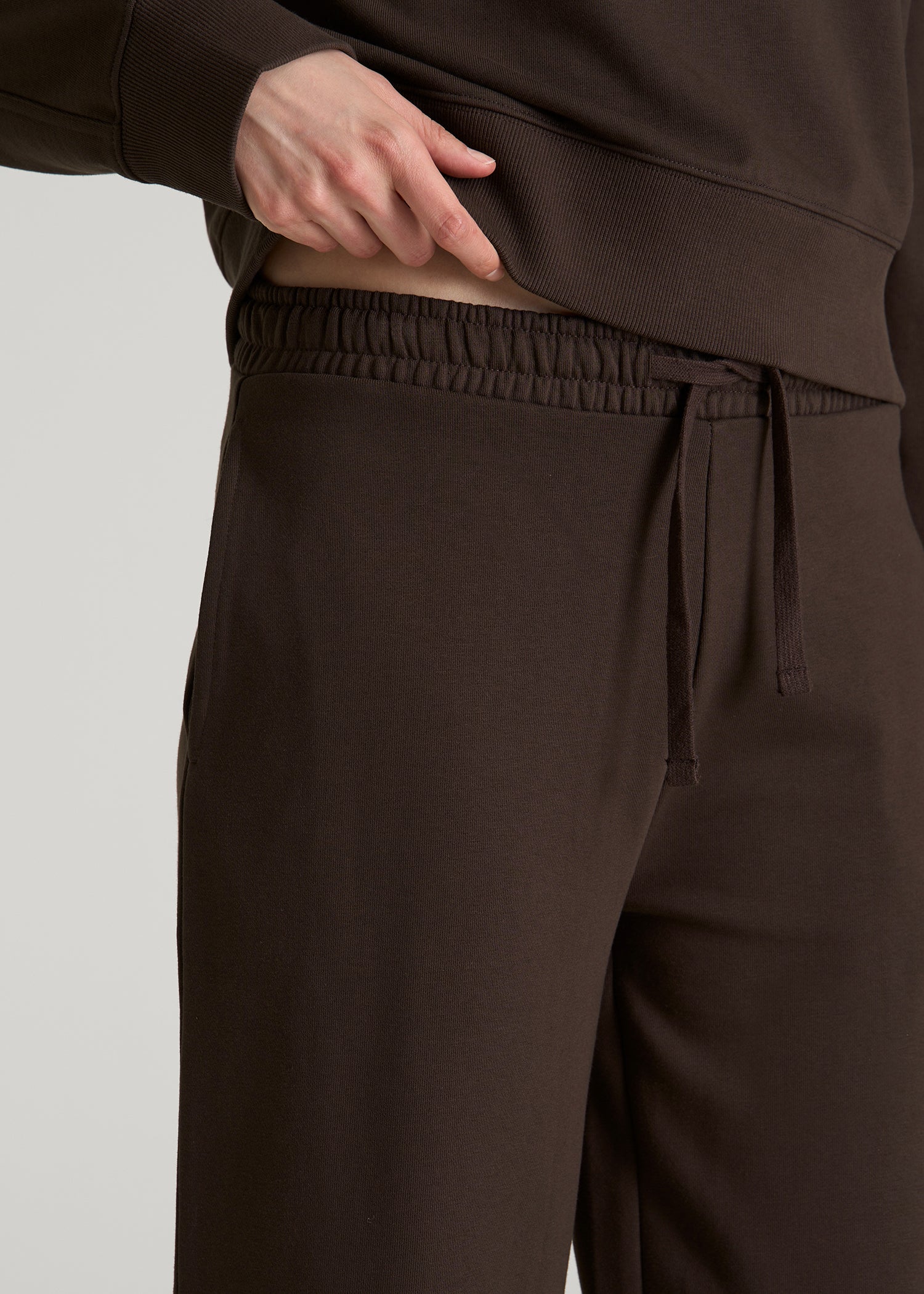 American Tall Online | Everyday Terry Midrise Wide Leg Pants for Tall Women in Espresso