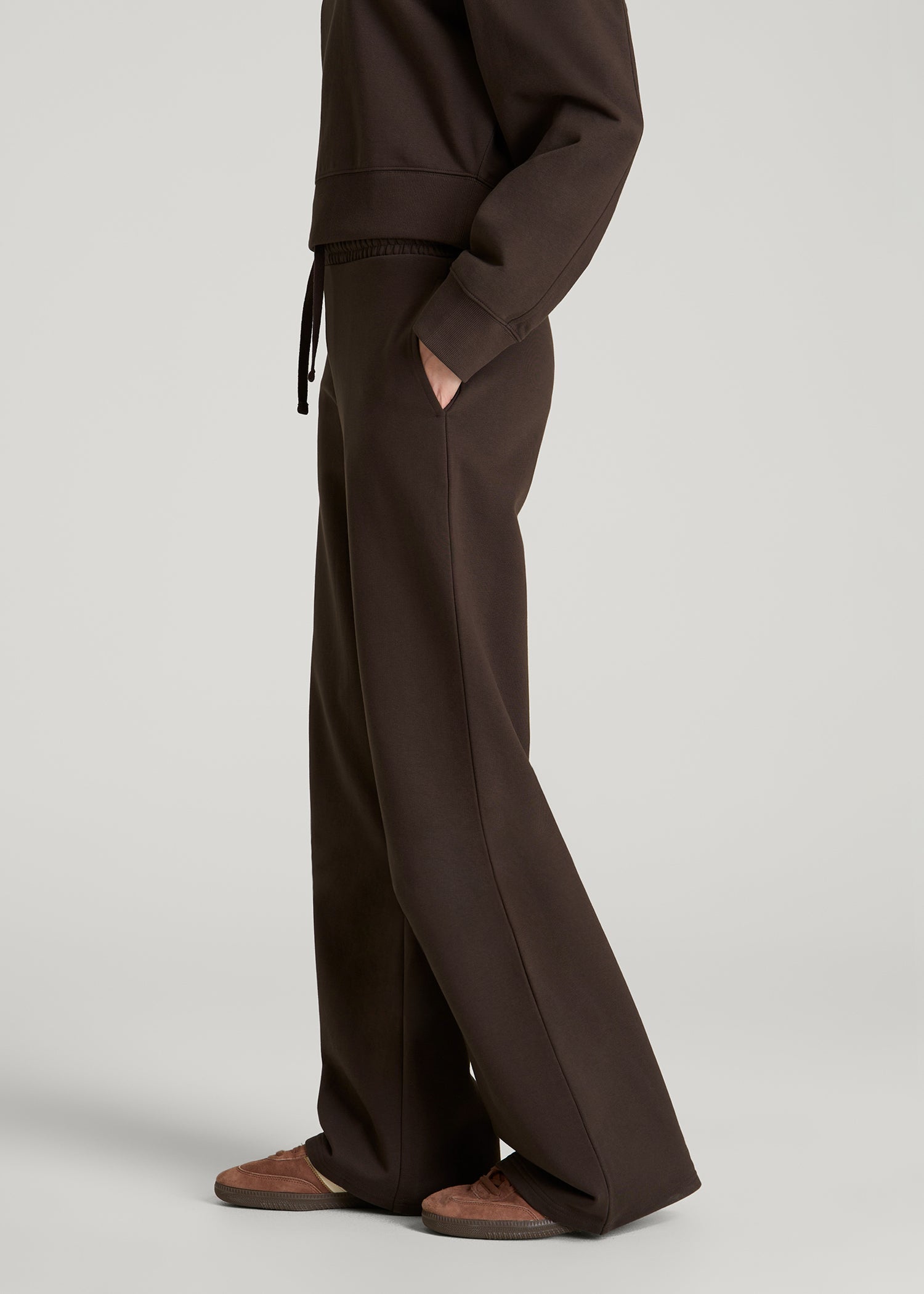 American Tall Online | Everyday Terry Midrise Wide Leg Pants for Tall Women in Espresso