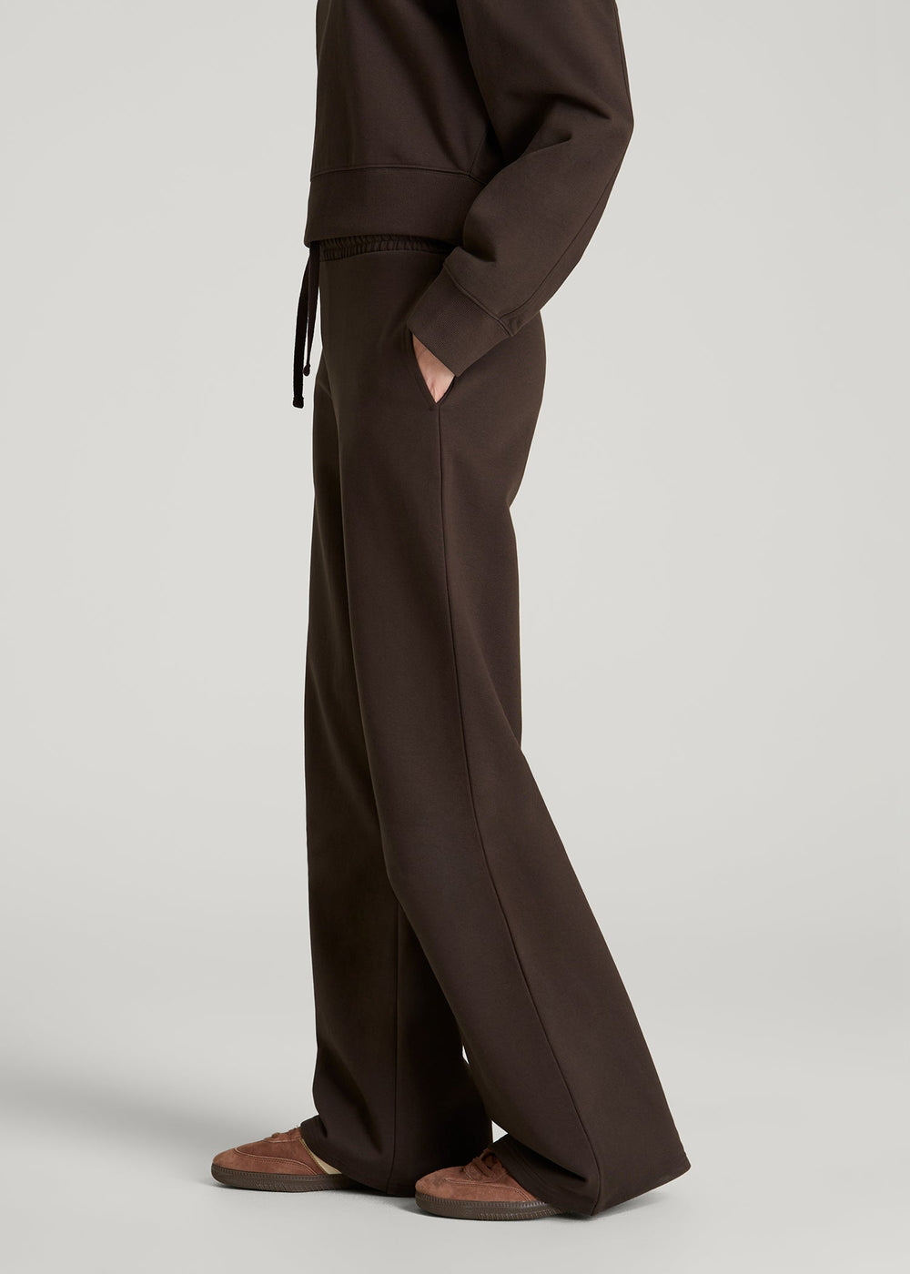 American Tall Online | Everyday Terry Midrise Wide Leg Pants for Tall Women in Espresso