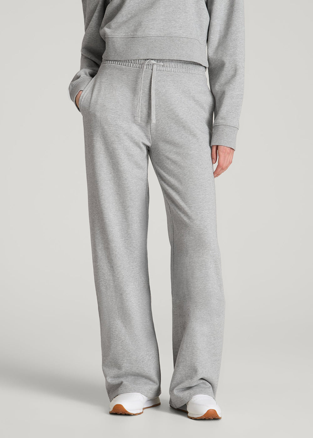 American Tall Sale | Everyday Terry Midrise Wide Leg Pants for Tall Women in Grey Mix