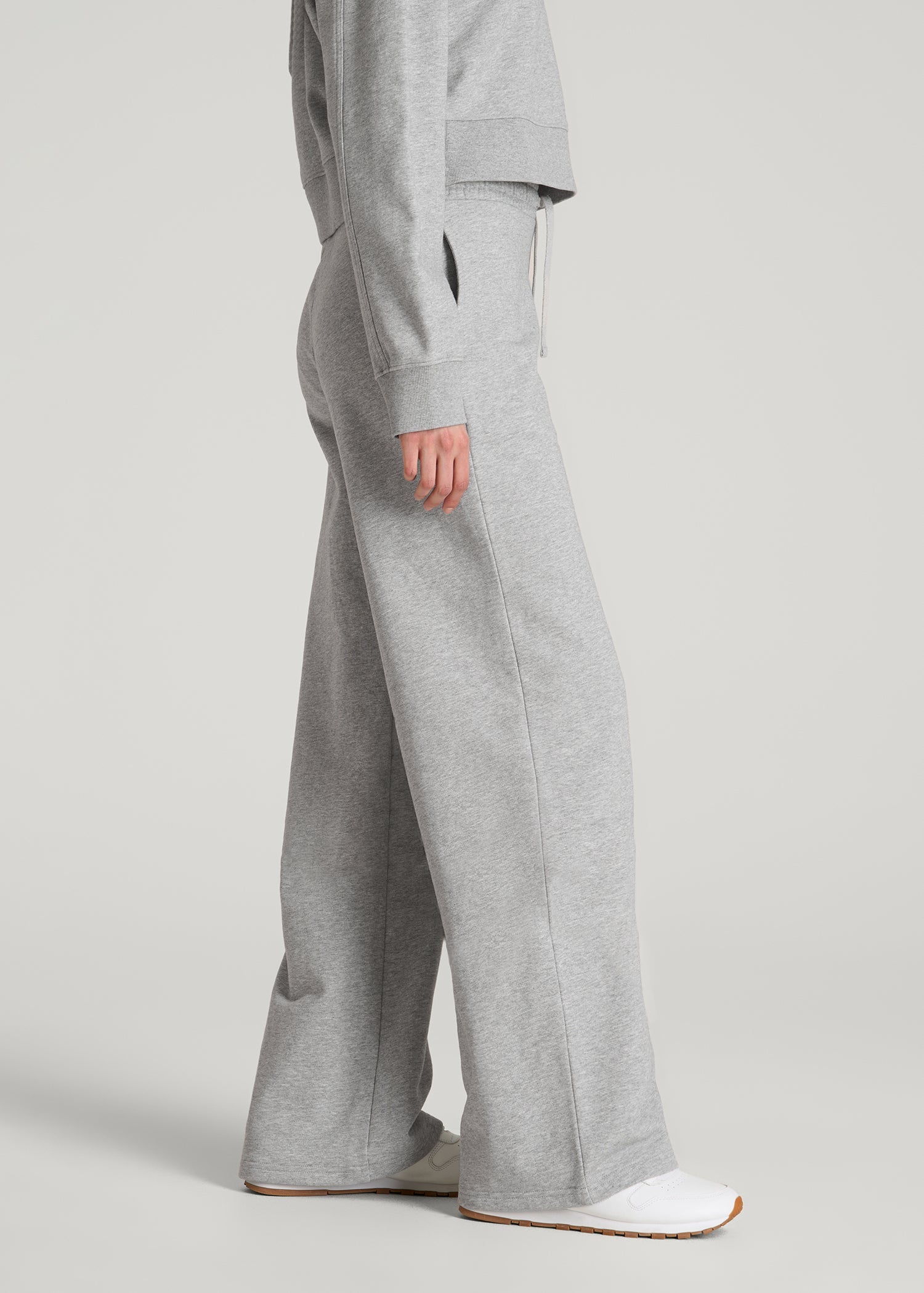 American Tall Sale | Everyday Terry Midrise Wide Leg Pants for Tall Women in Grey Mix