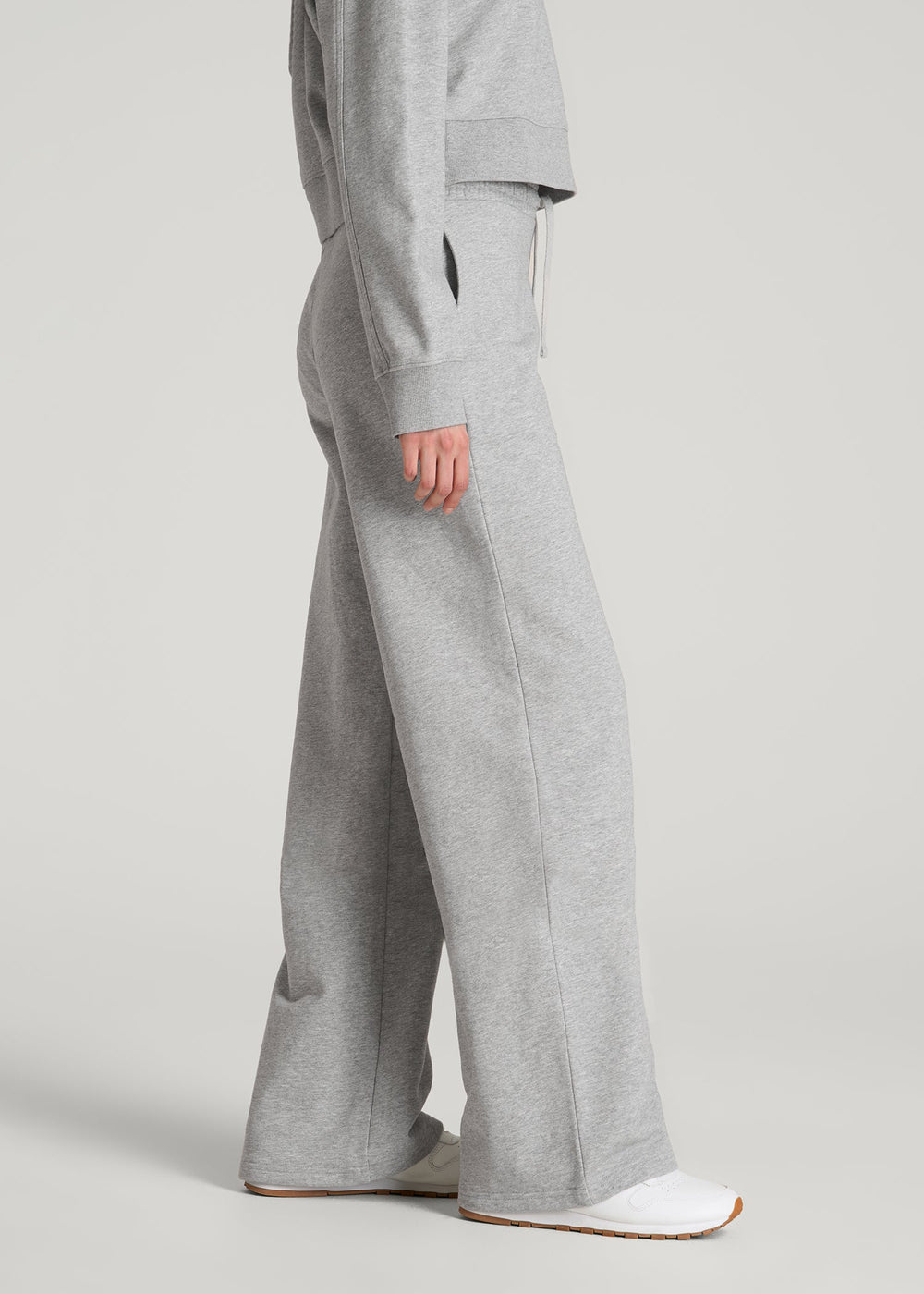 American Tall Sale | Everyday Terry Midrise Wide Leg Pants for Tall Women in Grey Mix