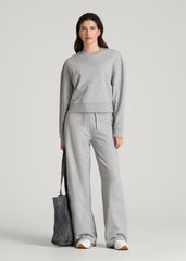 American Tall Sale | Everyday Terry Midrise Wide Leg Pants for Tall Women in Grey Mix