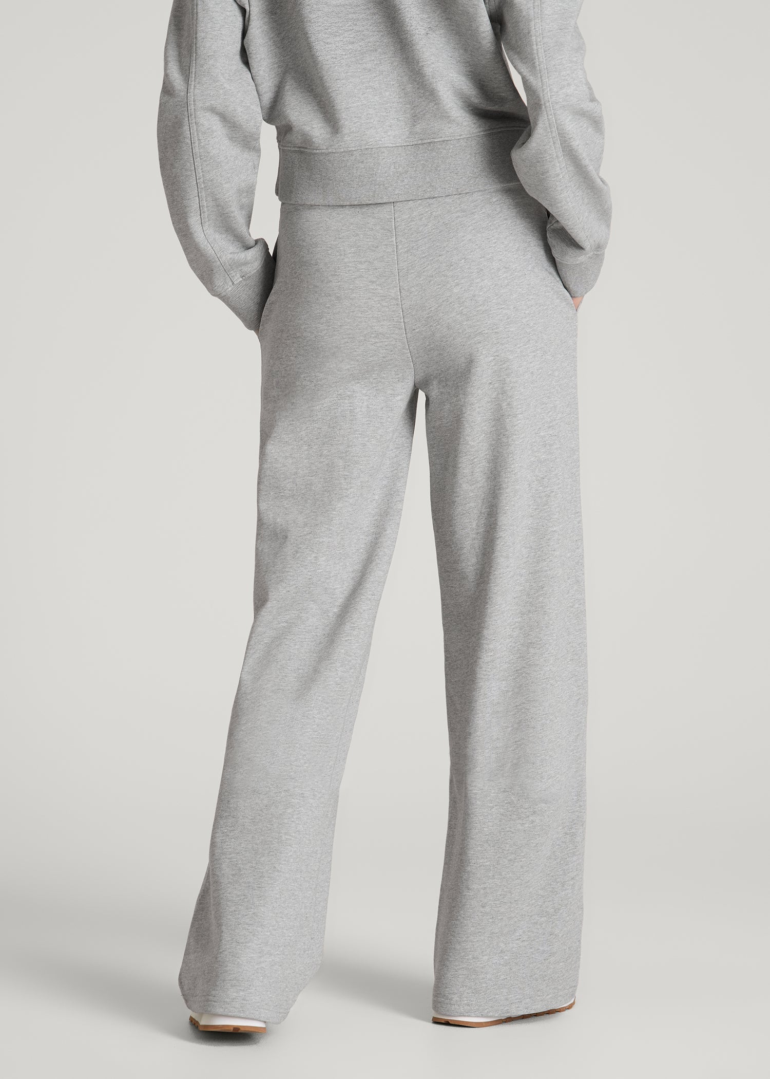 American Tall Sale | Everyday Terry Midrise Wide Leg Pants for Tall Women in Grey Mix